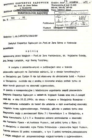 An Official Polish Report on the Auschwitz “Gas Chambers’