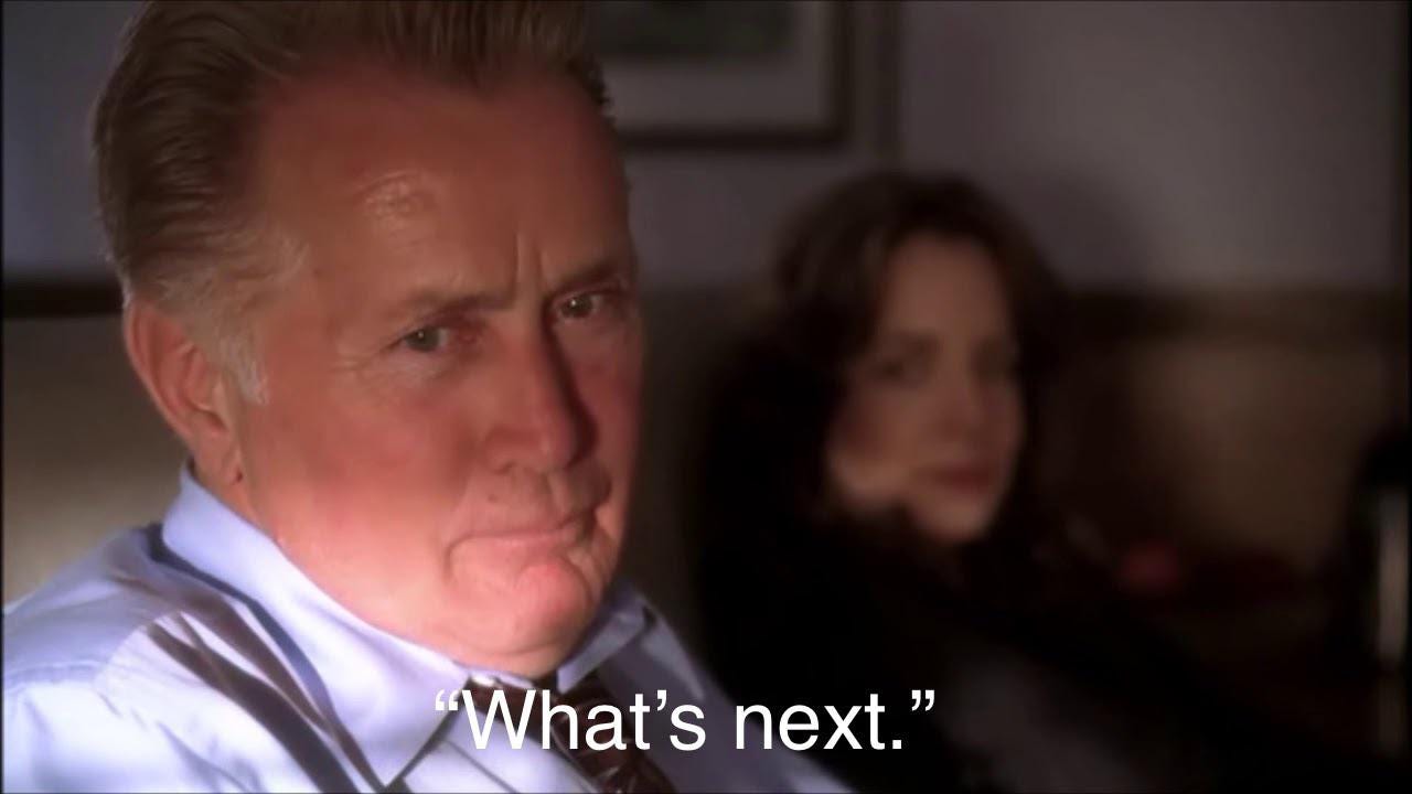 Does anyone else agree they missed an opportunity in the final episode? We  spent 7 season listening to Bartlet ask “What's next?” When Abby asks Jed, “ What are you thinking about?” This