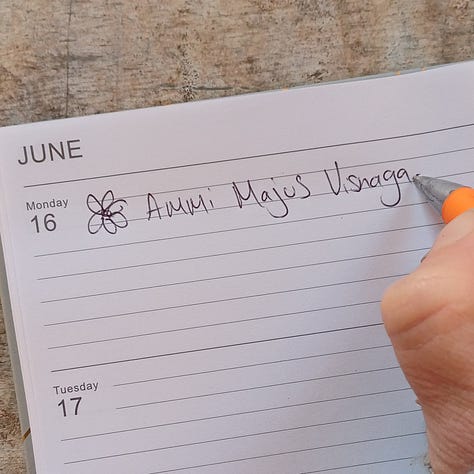 noting seed sowing from catalogue on march 10th, noting planting out date 21st April, noting flowering date 16th July.