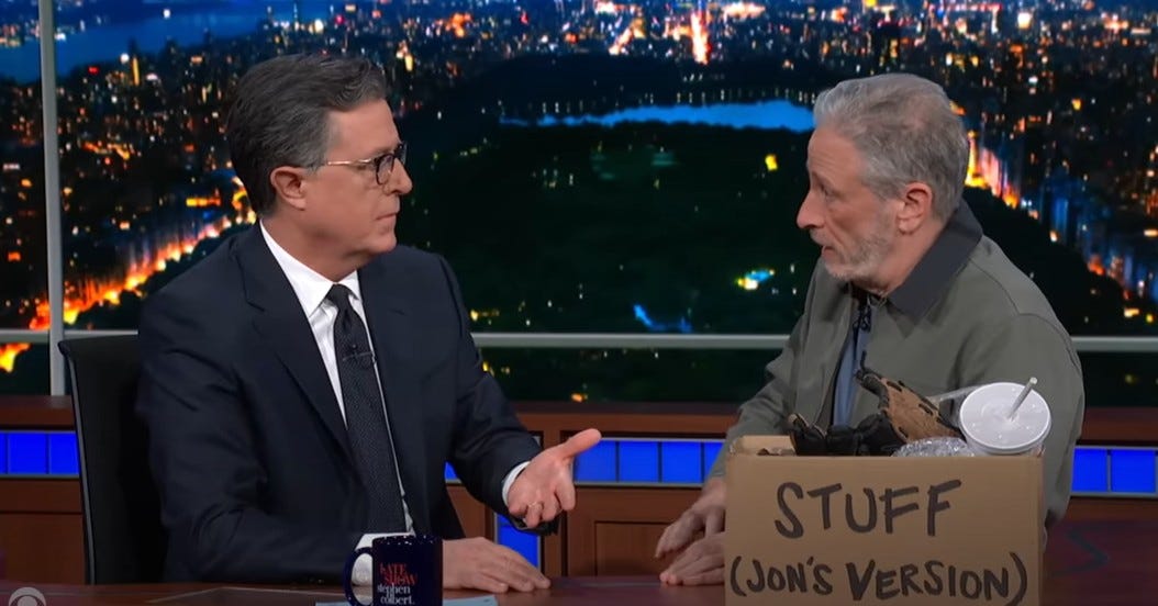 Takeover By Trump Allies Jeopardizes Jon Stewart And Stephen Colbert Shows