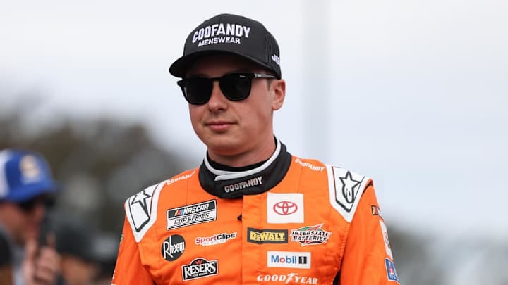 Oct 26, 2025; Martinsville, Virginia, USA; NASCAR Cup Series driver Christopher Bell (20) before the Xfinity 500 at Martinsville Speedway.