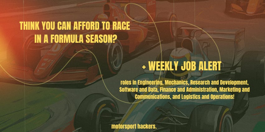 500K for 10 Races? The shocking cost of racing... + Weekly Job Alert
