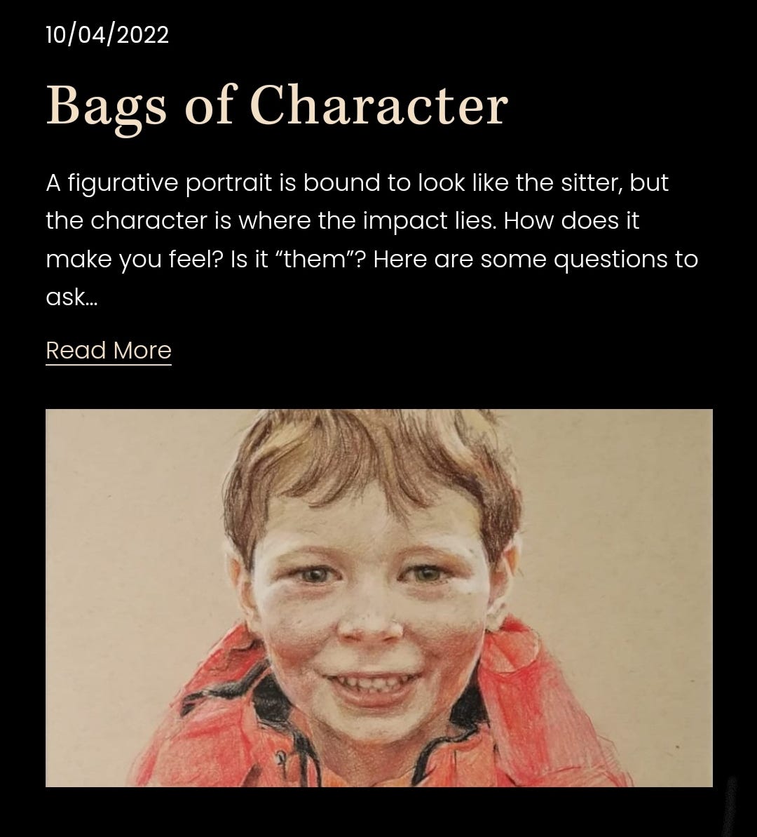 Screenshot of first few lines of Blog, illustrated with a sketch of a smiling boy in a red anorak. Click here for latest Blog on showing character in a portrait Screenshot of first few lines of Blog, illustrated with a sketch of a smiling boy in a red anorak. Click here for latest Blog on showing character in a portrait