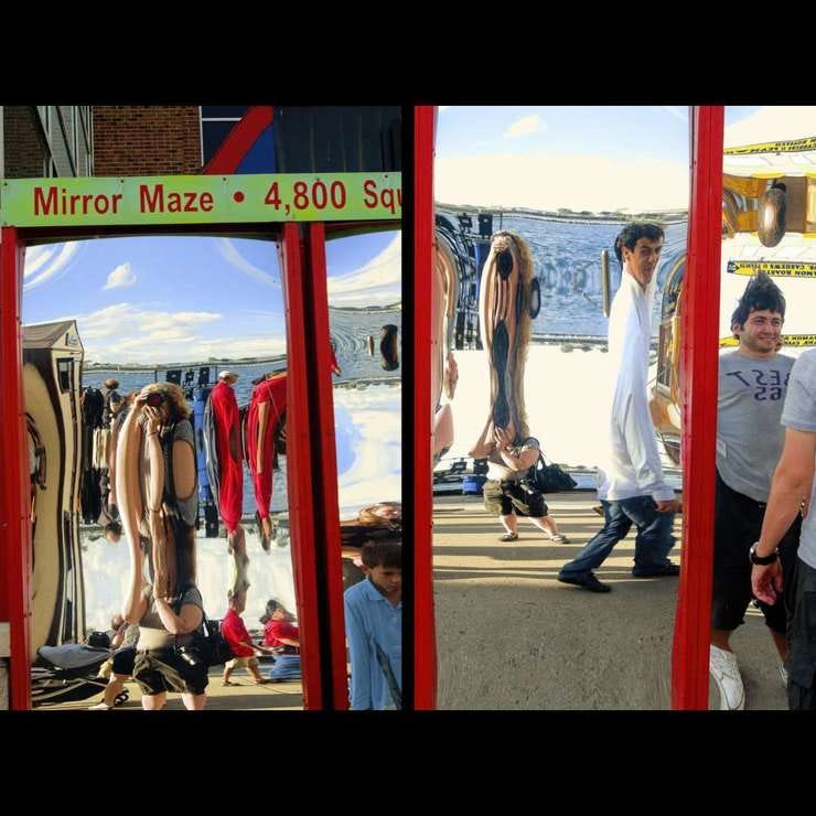 Circus mirrors are a lot of fun if you can find them. I took these photos in Chicago in 2009.