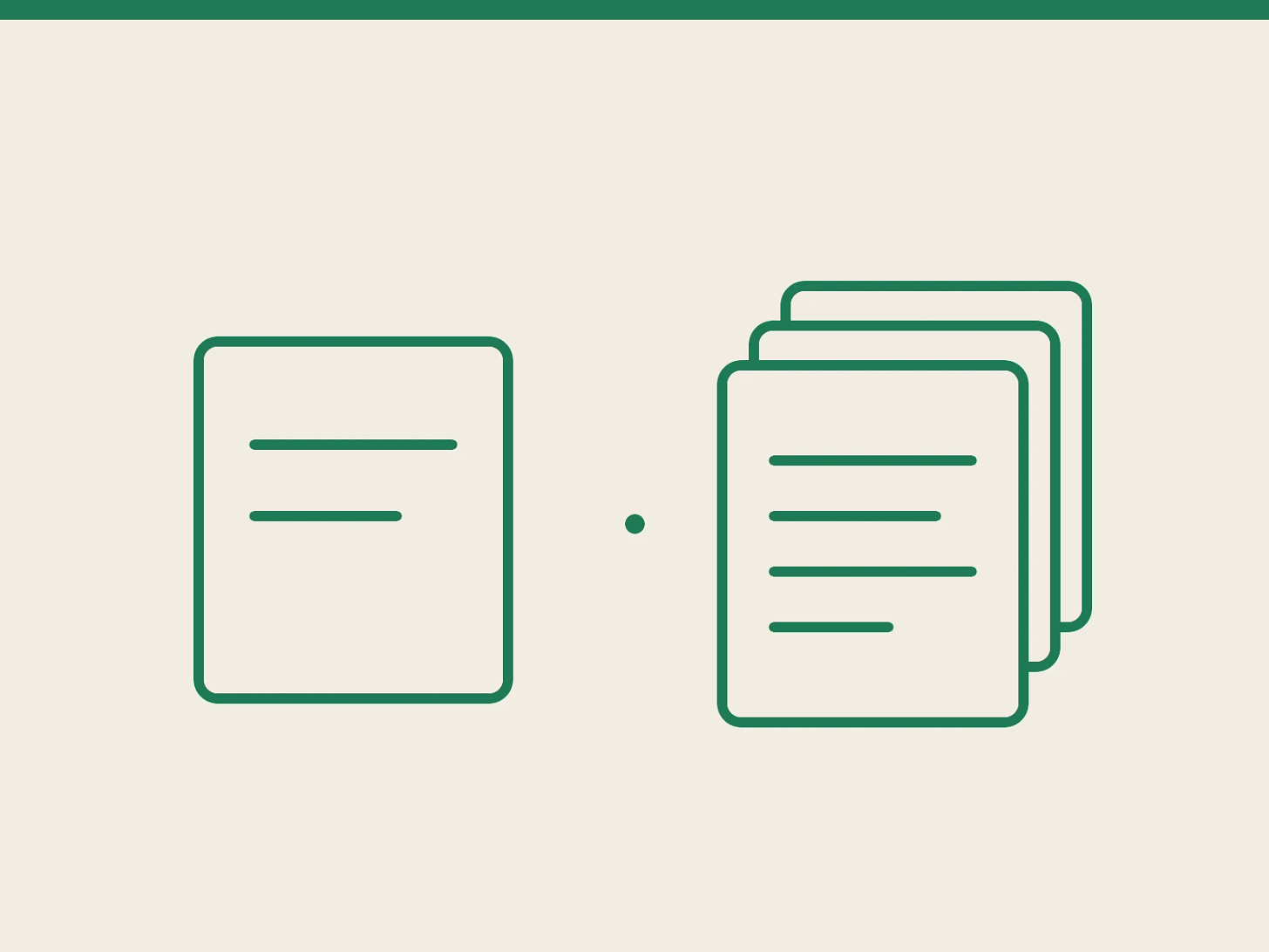 A single simple note card next to an overloaded stack of note cards A single simple note card next to an overloaded stack of note cards