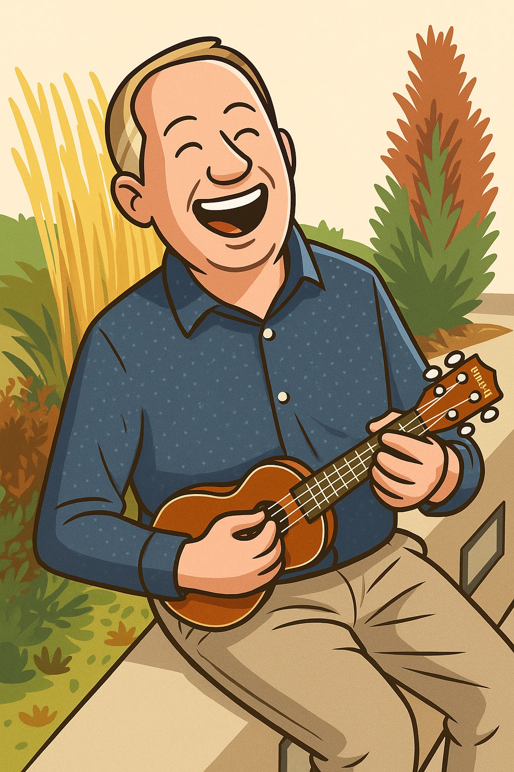 A cartoon image of Dr. Dave playing his ukulele and singing A cartoon image of Dr. Dave playing his ukulele and singing