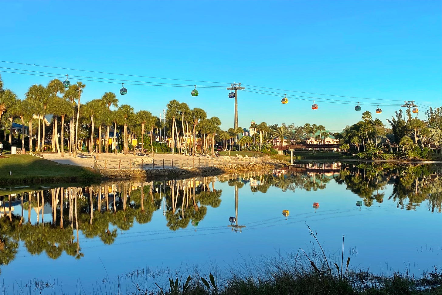 Disney World Skyliner above Caribbean Beach Resort