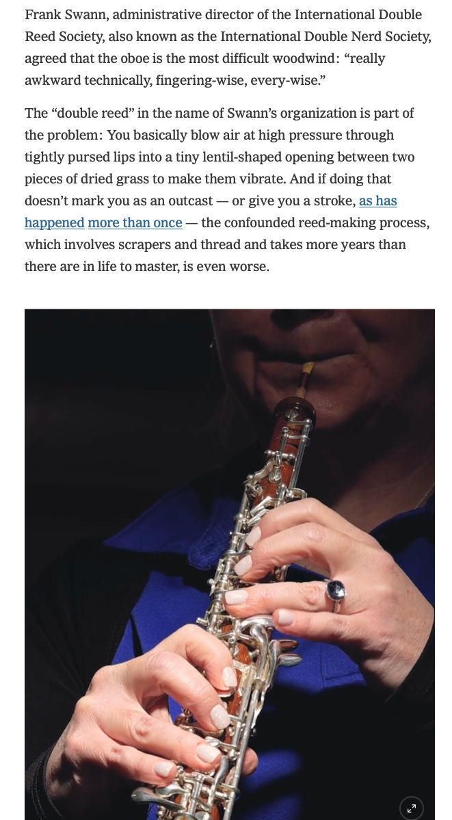 THE OBOE IS IN THE NEW YORK TIMES TODAY