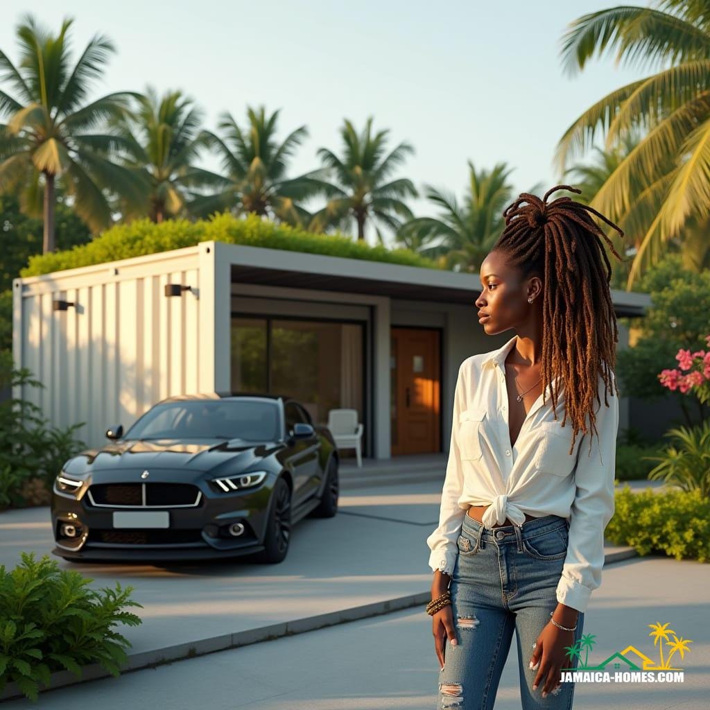 Kingston Container Home with Car and Person Kingston Container Home with Car and Person