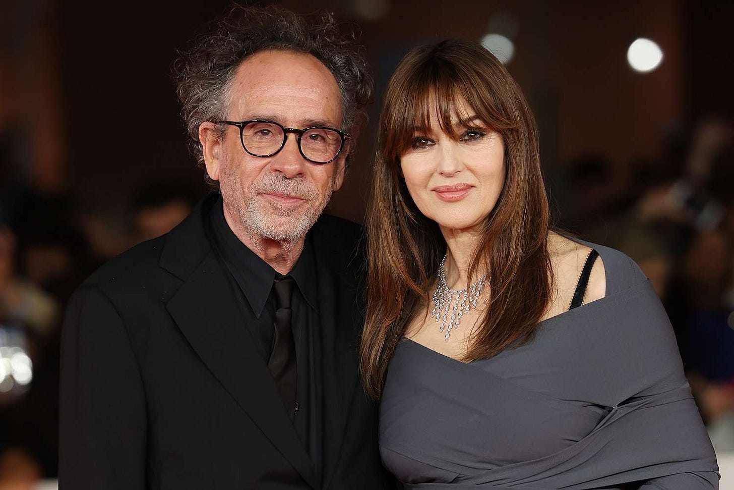 Tim Burton and Monica Bellucci attend a red carpet for the movie "Diabolik Chi Sei?" during the 18th Rome Film Festival 