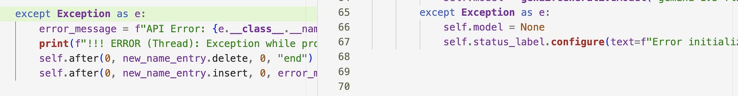 A code snippet showing generic exception handlers A code snippet showing generic exception handlers