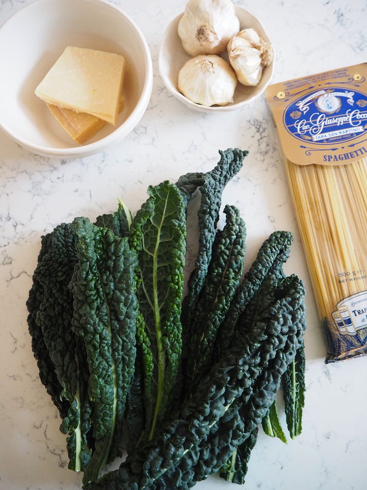 Cavolo Nero Spaghetti and Ingredients