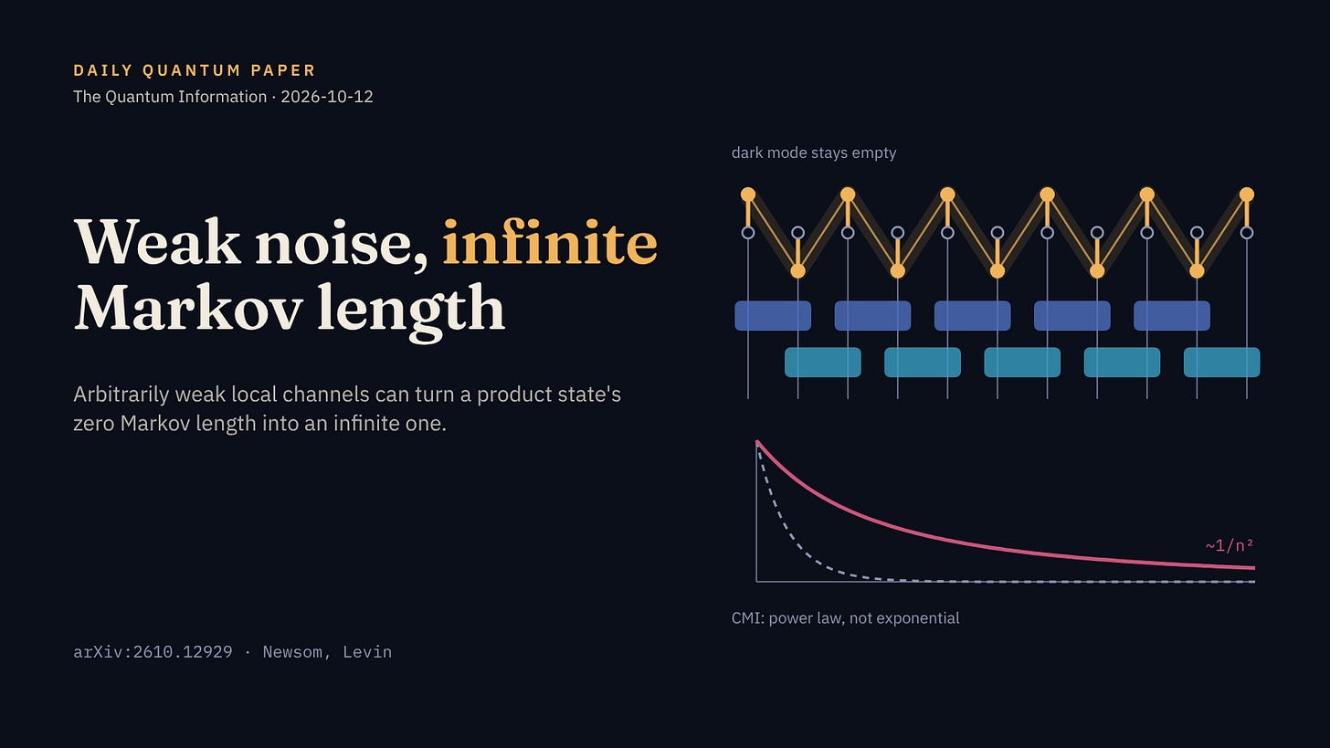 Weak noise, infinite Markov length — arXiv:2610.12929