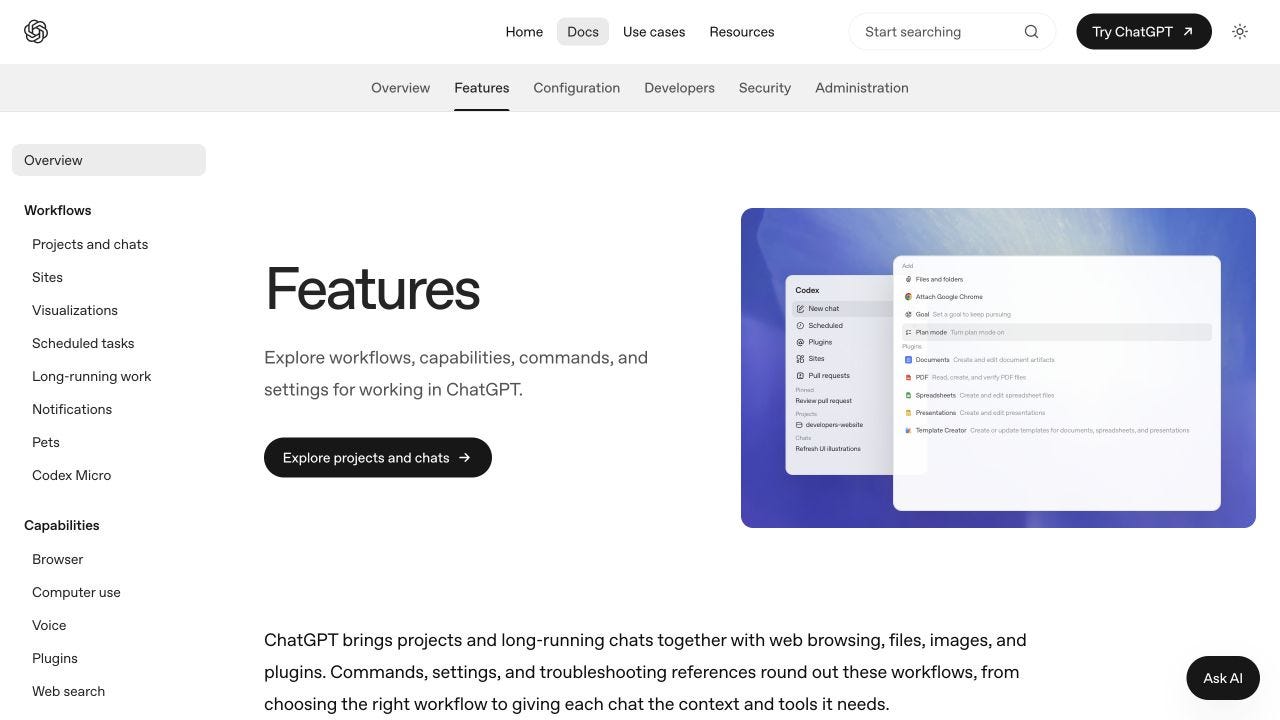 OpenAI feature overview for browser, files, images, plugins, and long-running tasks OpenAI feature overview for browser, files, images, plugins, and long-running tasks