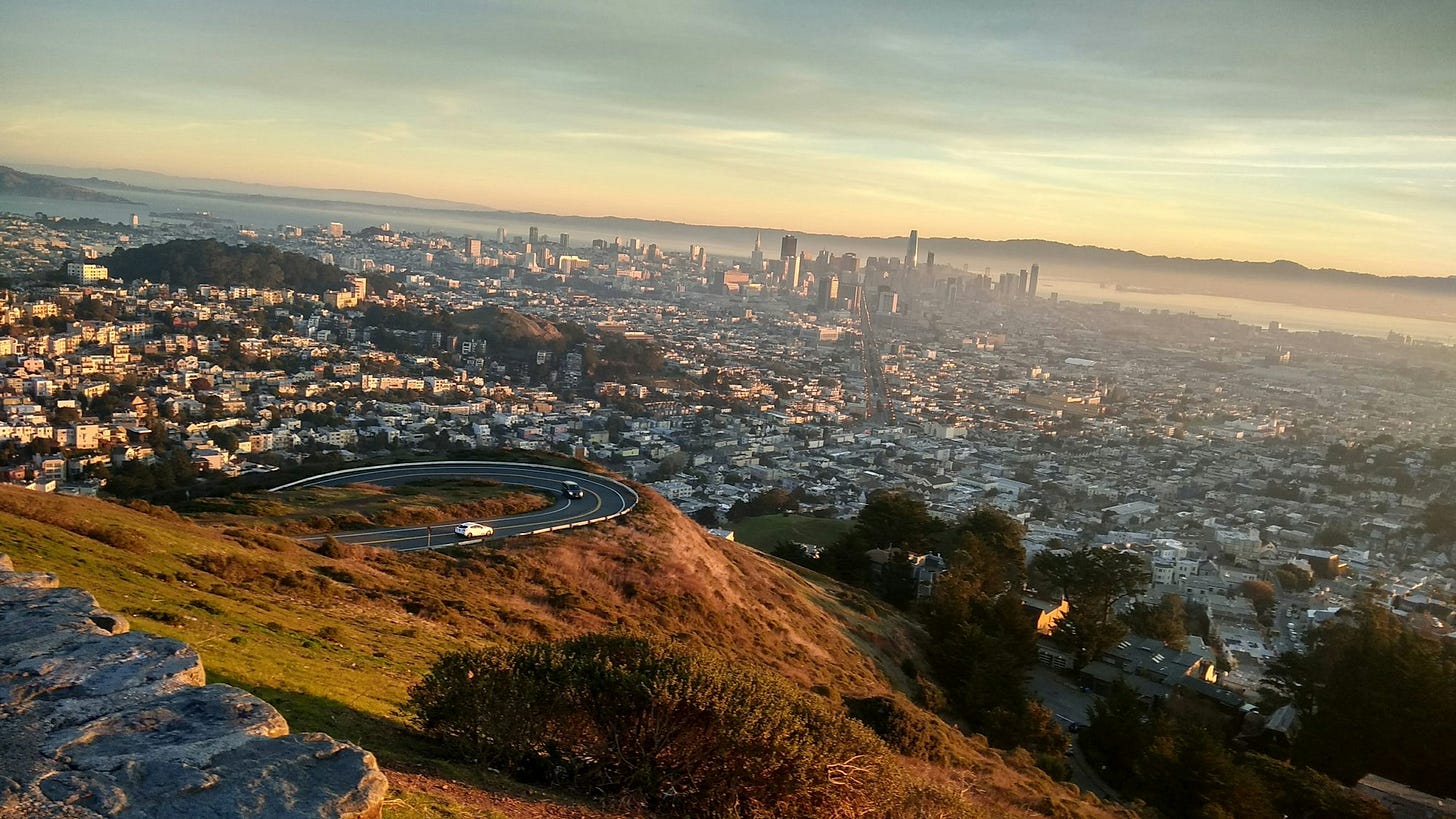 Was staying at an airbnb on twin peaks. I thought the view from my room was fantastic, but then I happened to walk to this place called Christmas Tree point and was just mesmerised. Ended up trekking there again the next day and even record a full sunrise video of the Silicon Valley.
This perhaps is one of the most underrated places in SF.
I am not really a photographer and have relied on unsplash community for great photographs…I thought this might be my chance to give back and share this beauty with the larger community. Was staying at an airbnb on twin peaks. I thought the view from my room was fantastic, but then I happened to walk to this place called Christmas Tree point and was just mesmerised. Ended up trekking there again the next day and even record a full sunrise video of the Silicon Valley.
This perhaps is one of the most underrated places in SF.
I am not really a photographer and have relied on unsplash community for great photographs…I thought this might be my chance to give back and share this beauty with the larger community.