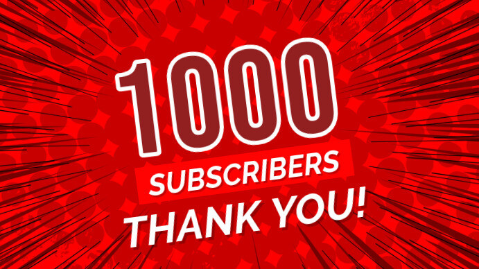 1000 subscribers YouTube Thumbnail Online Template | PosterMyWall