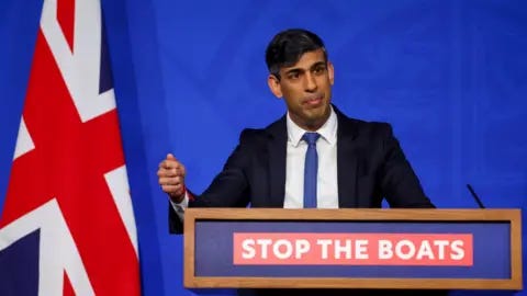 Reuters Rishi Sunak attends a press conference at Downing Street in London