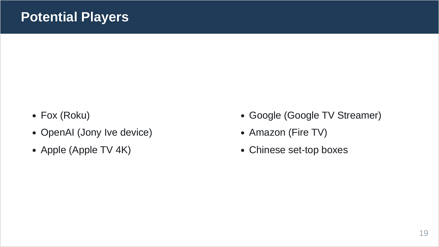 Potential players for personal AI