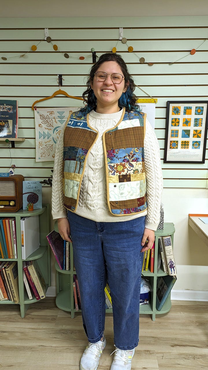 cyanotypes and a patchwork vest