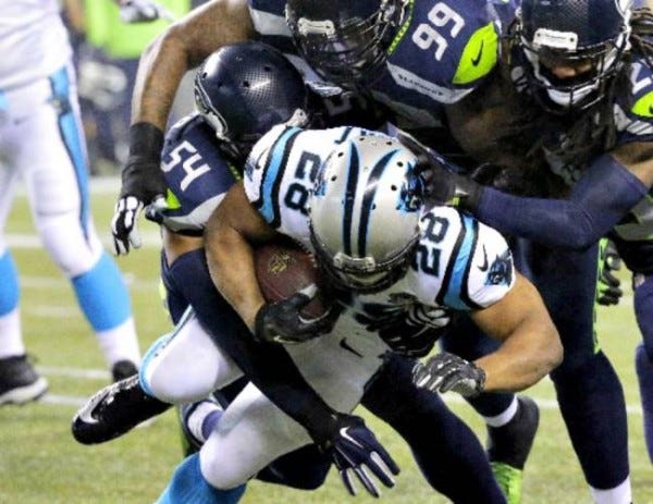 jonathan stewart loses panthers ball to seahawks nfl 2015 jonathan stewart loses panthers ball to seahawks nfl 2015