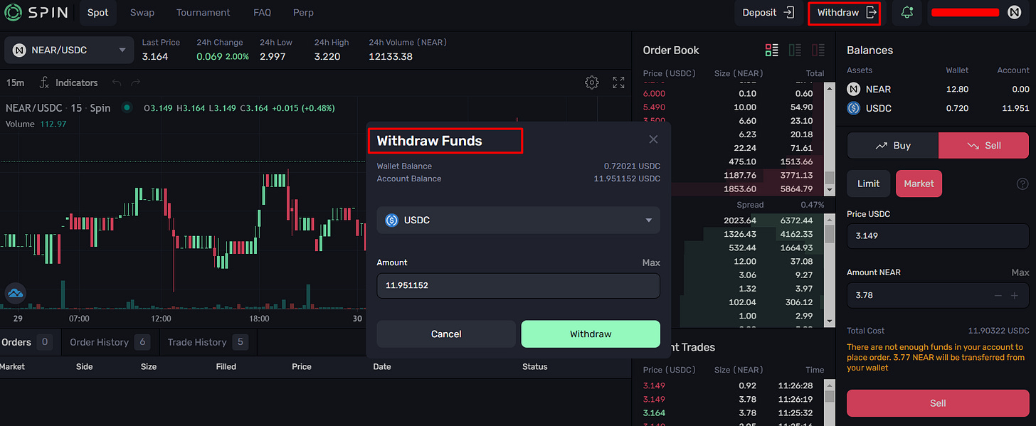 retirar fondos spin fi