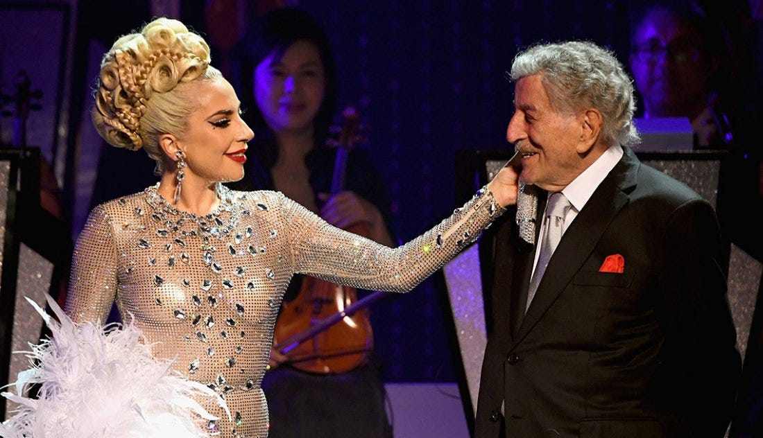 Lady Gaga performs onstage with Tony Bennett Lady Gaga performs onstage with Tony Bennett