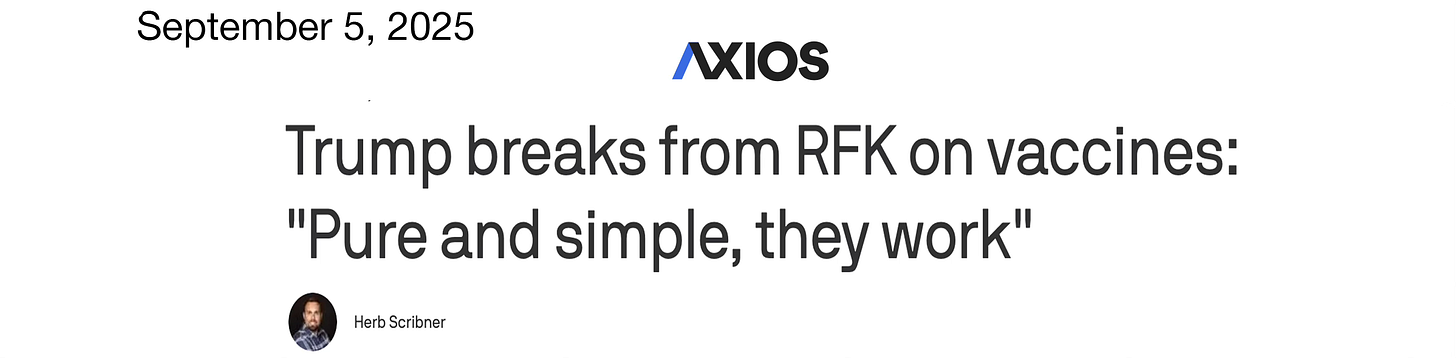 Trump breaks from RFK on vaccines: "Pure and simple, they work"