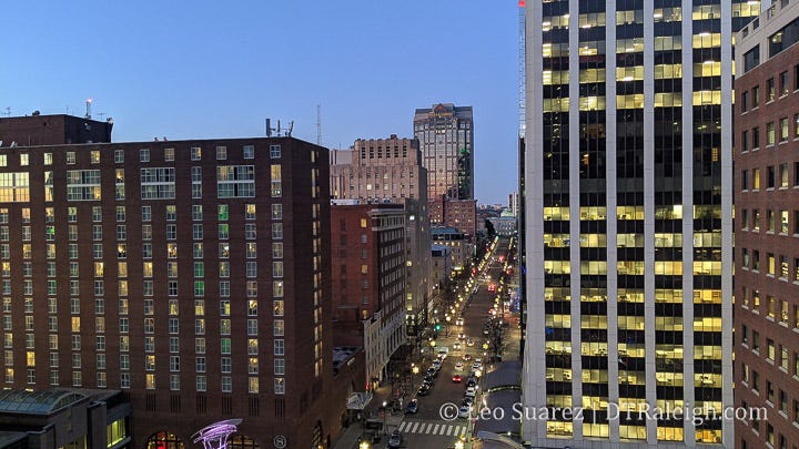 Aerial photo of Fayetteville Street from 2019 Aerial photo of Fayetteville Street from 2019