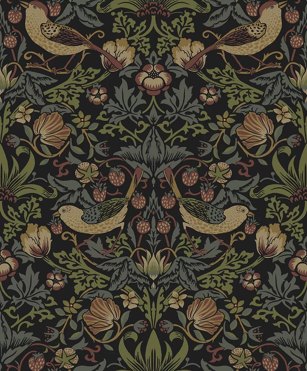 NextWall Strawberry Garden Peel and Stick Black Wallpaper NextWall Strawberry Garden Peel and Stick Black Wallpaper