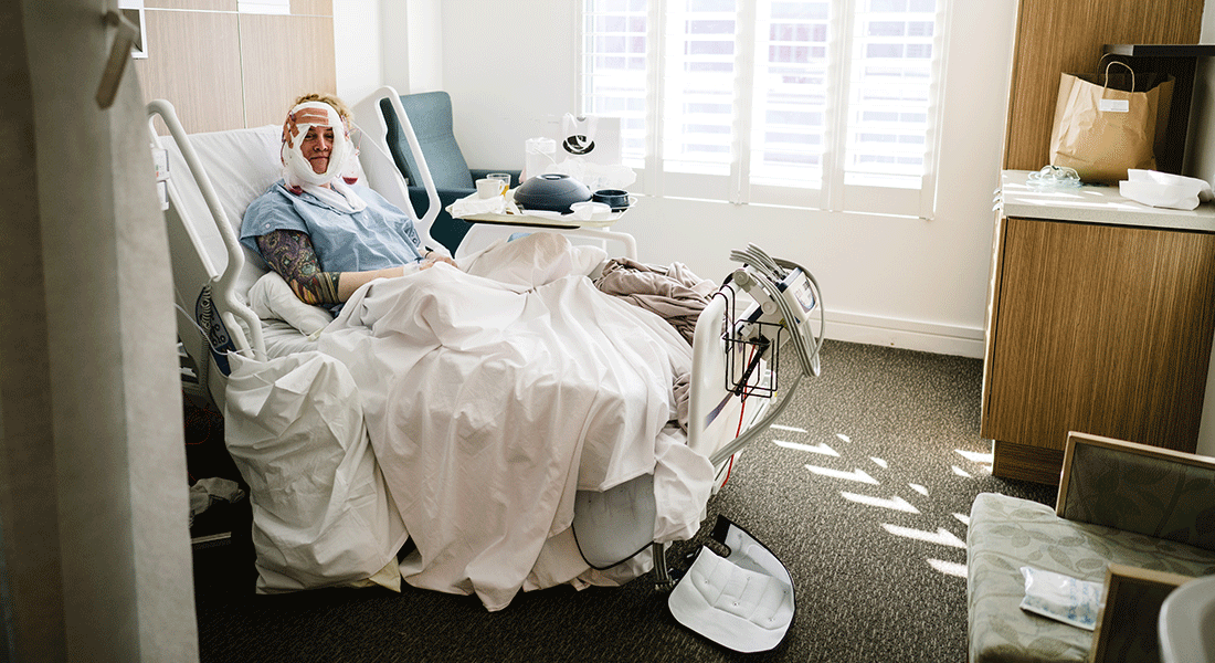 [Smiling from my hospital bed]