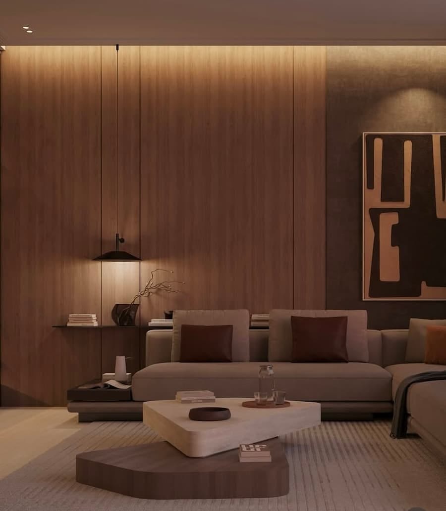 living room with wood panelled feature wall living room with wood panelled feature wall