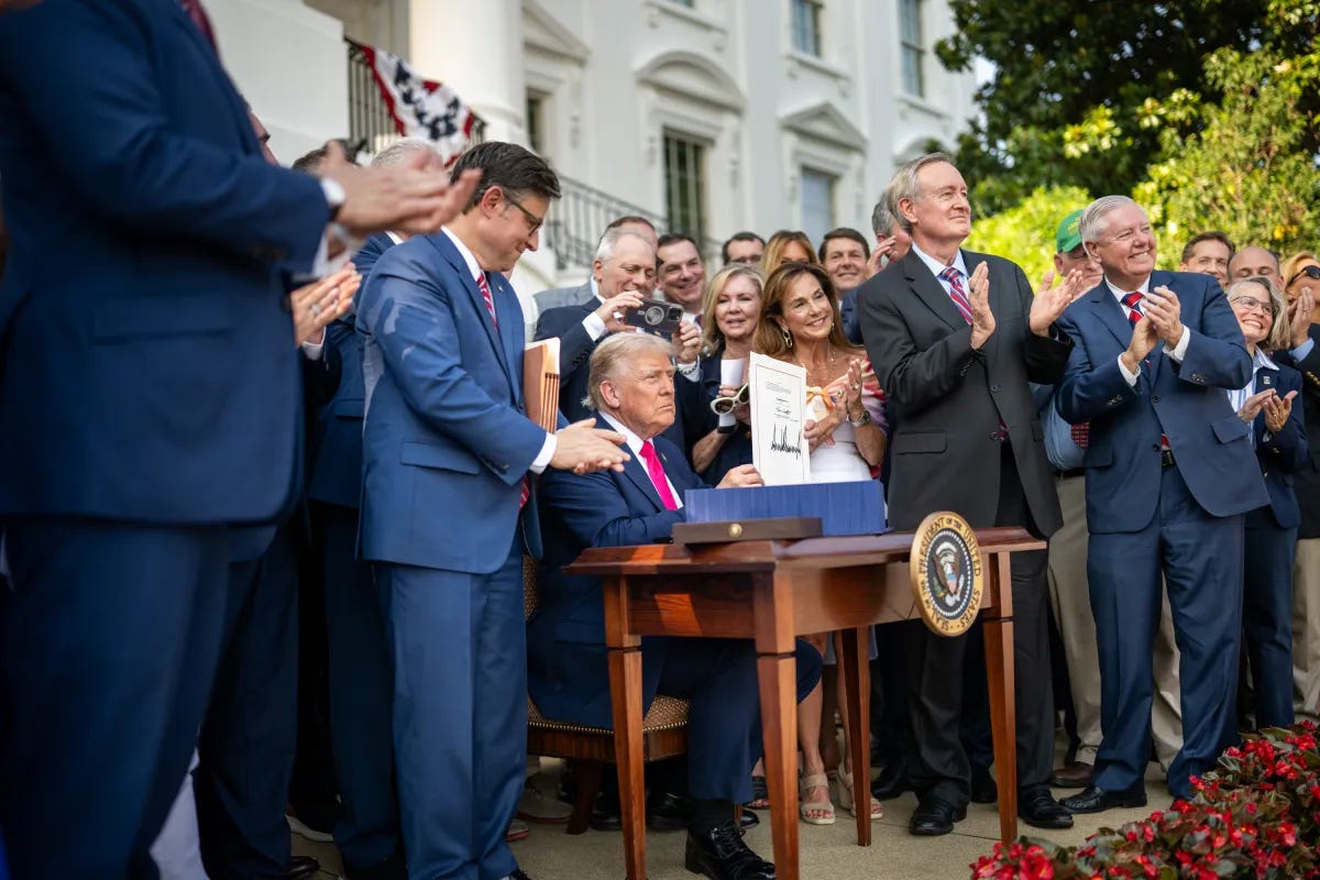 Official White House photo of President Donald J. Trump holding up the signed Big Beautiful Bill, July 4, 2025 (whitehouse.gov). Official White House photo of President Donald J. Trump holding up the signed Big Beautiful Bill, July 4, 2025 (whitehouse.gov).