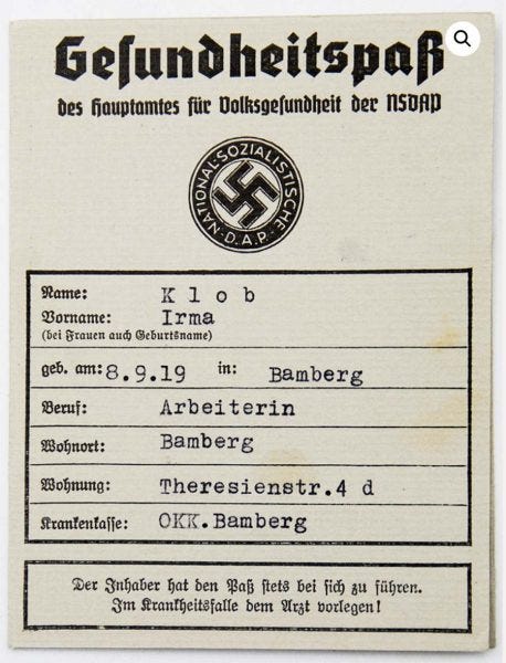 Obligatoriskt hälsopass från Tredje Riket.