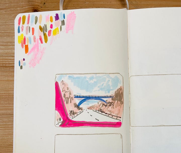 drawings of view from car