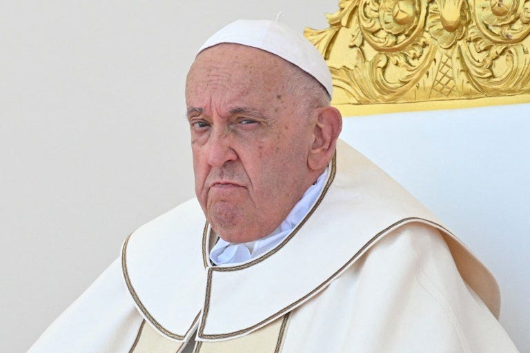 Pope Francis makes a suspicious face