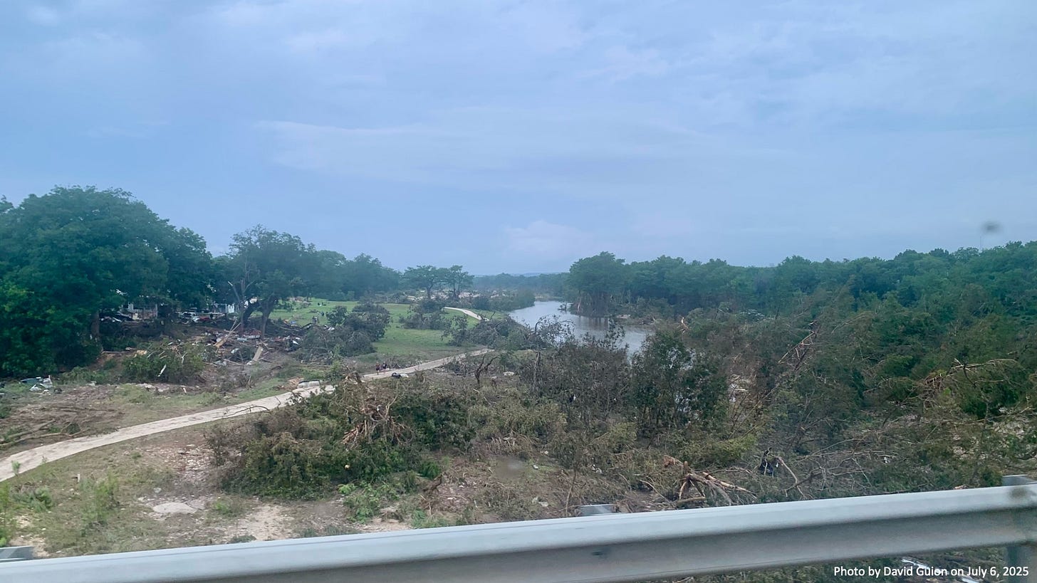 Image of the Guadalupe River in Kerrville, Texas in the aftermath of the 2025 Flood.
