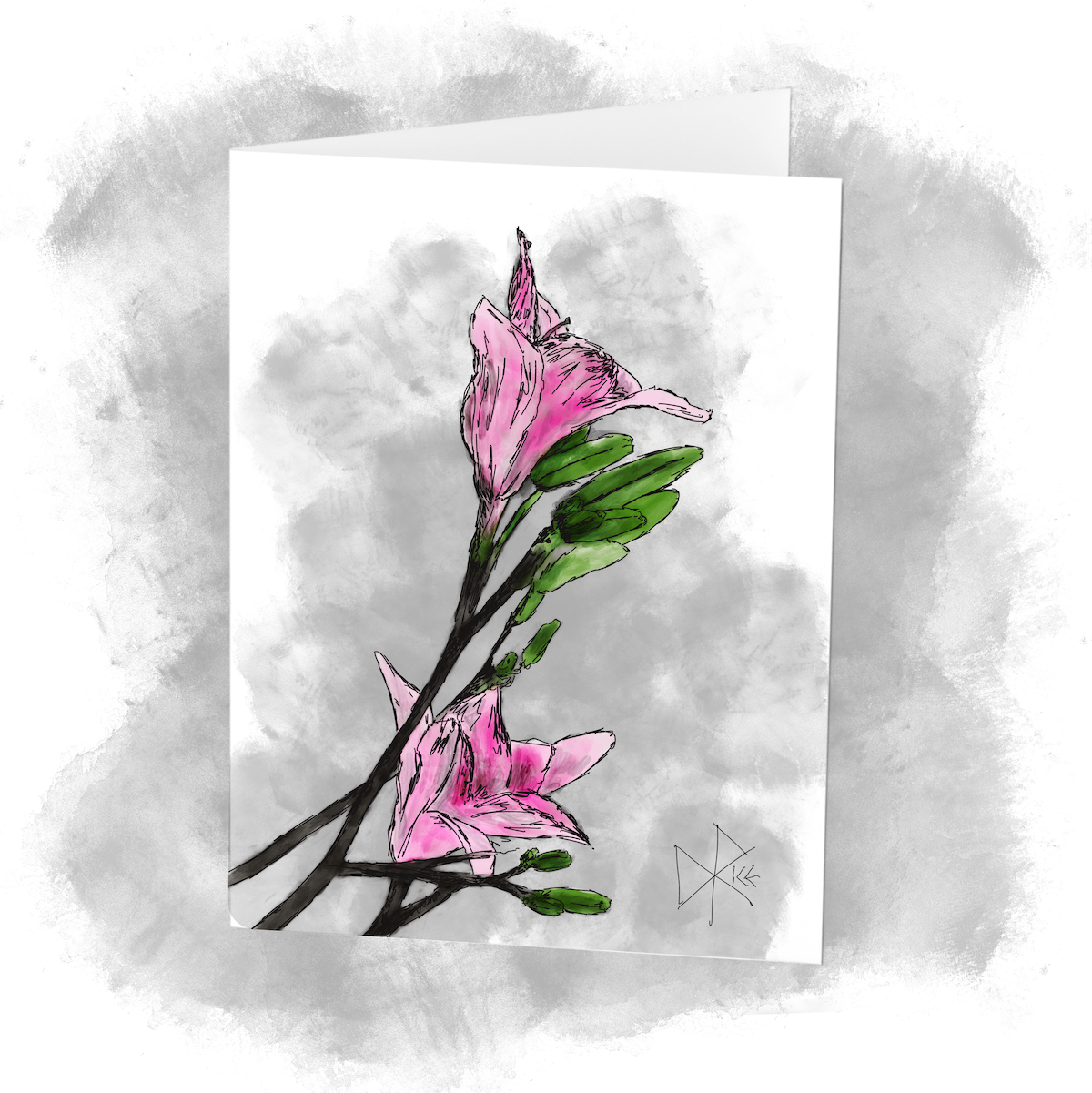 Pink lilies. Sketch art by Don Rice. Pink lilies. Sketch art by Don Rice.
