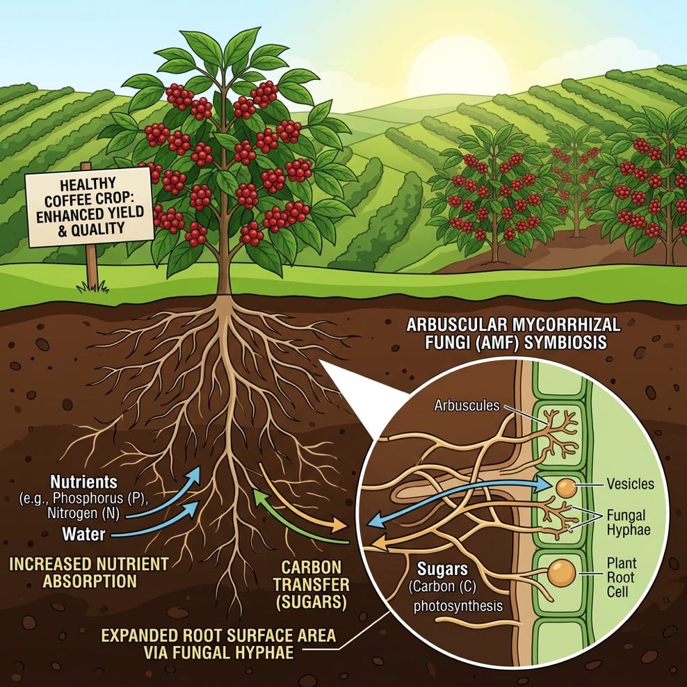 Coffee Plantation with Arbuscular Mycorrhizal Fungi | AI Art Generator | Easy-Peasy.AI Coffee Plantation with Arbuscular Mycorrhizal Fungi | AI Art Generator | Easy-Peasy.AI