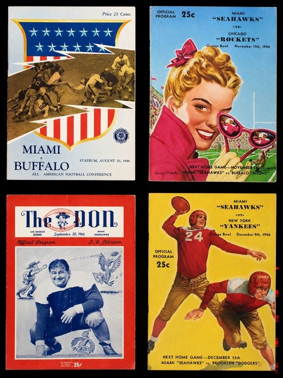 Programs from Miami Seahawk’s 1946 season. Programs from Miami Seahawk’s 1946 season.