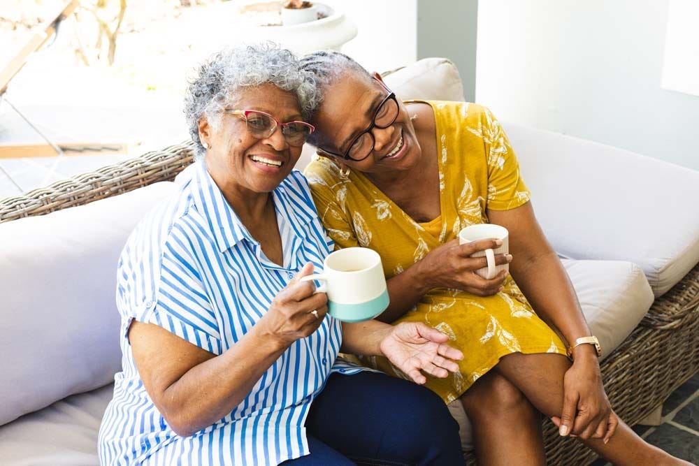 Image of two friends enjoying coffee together, expressing gratitude and appreciation for each other.