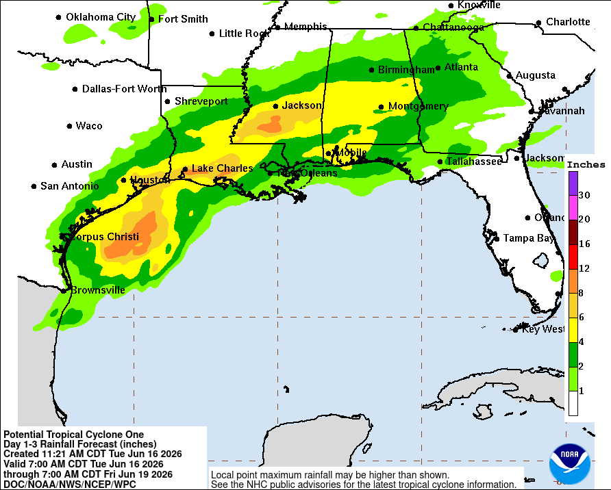 [Image of U.S. rainfall potential]