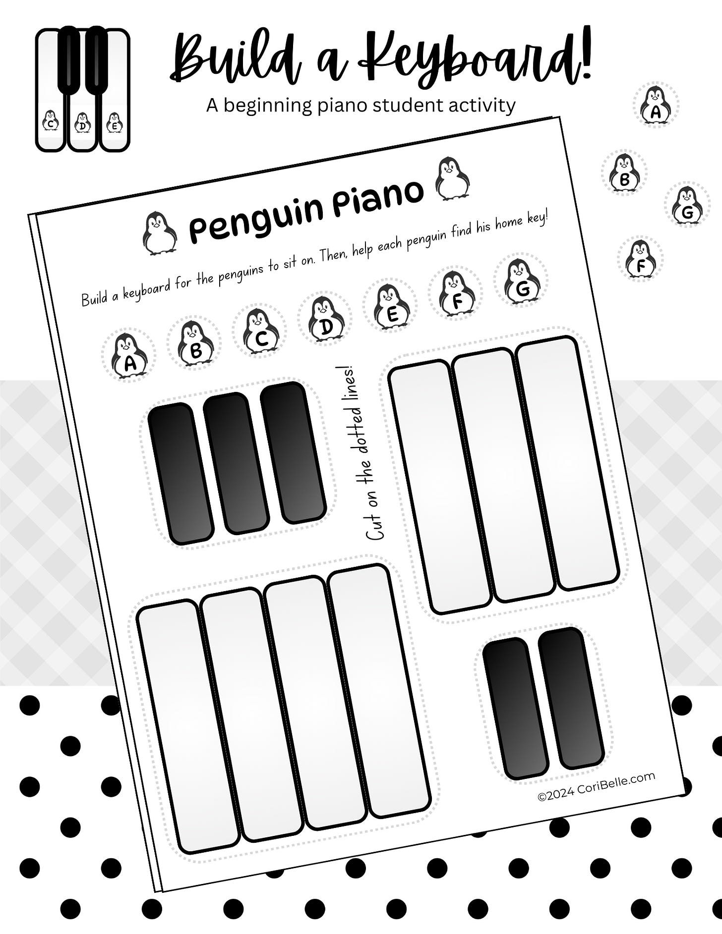 Penguin piano build a keyboard printable game for beginner piano students
