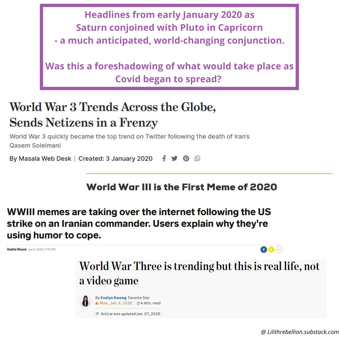 Headlines from early January 2020 talking about how "WW3" is trending online - was this a foreshadowing?
