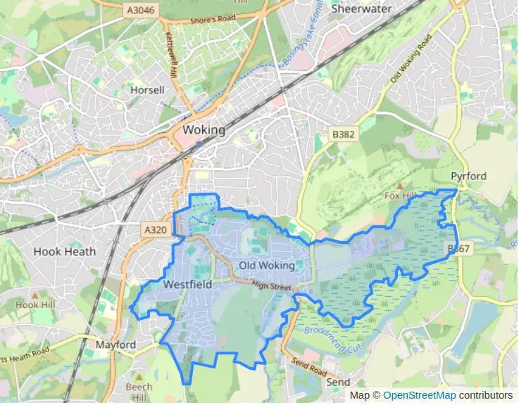Woking, Hoe Valley