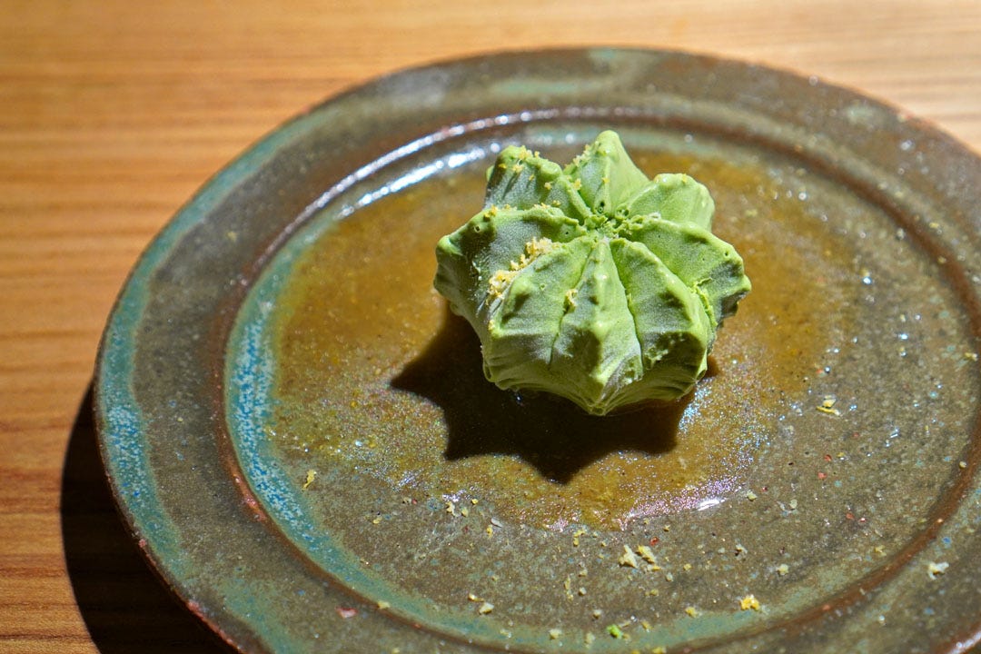 Dessert of cherimoya and lemongrass