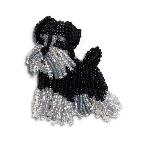 Black Silver Miniature Schnauzer beaded dog art pin pendant Etsy bead embroidery AKC Boston artist Black Silver Miniature Schnauzer beaded dog art pin pendant Etsy bead embroidery AKC Boston artist
