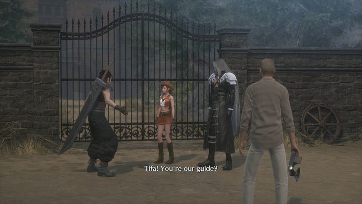 Same reaction and lines when Cloud/Zack realizes that Tifa is their guide.