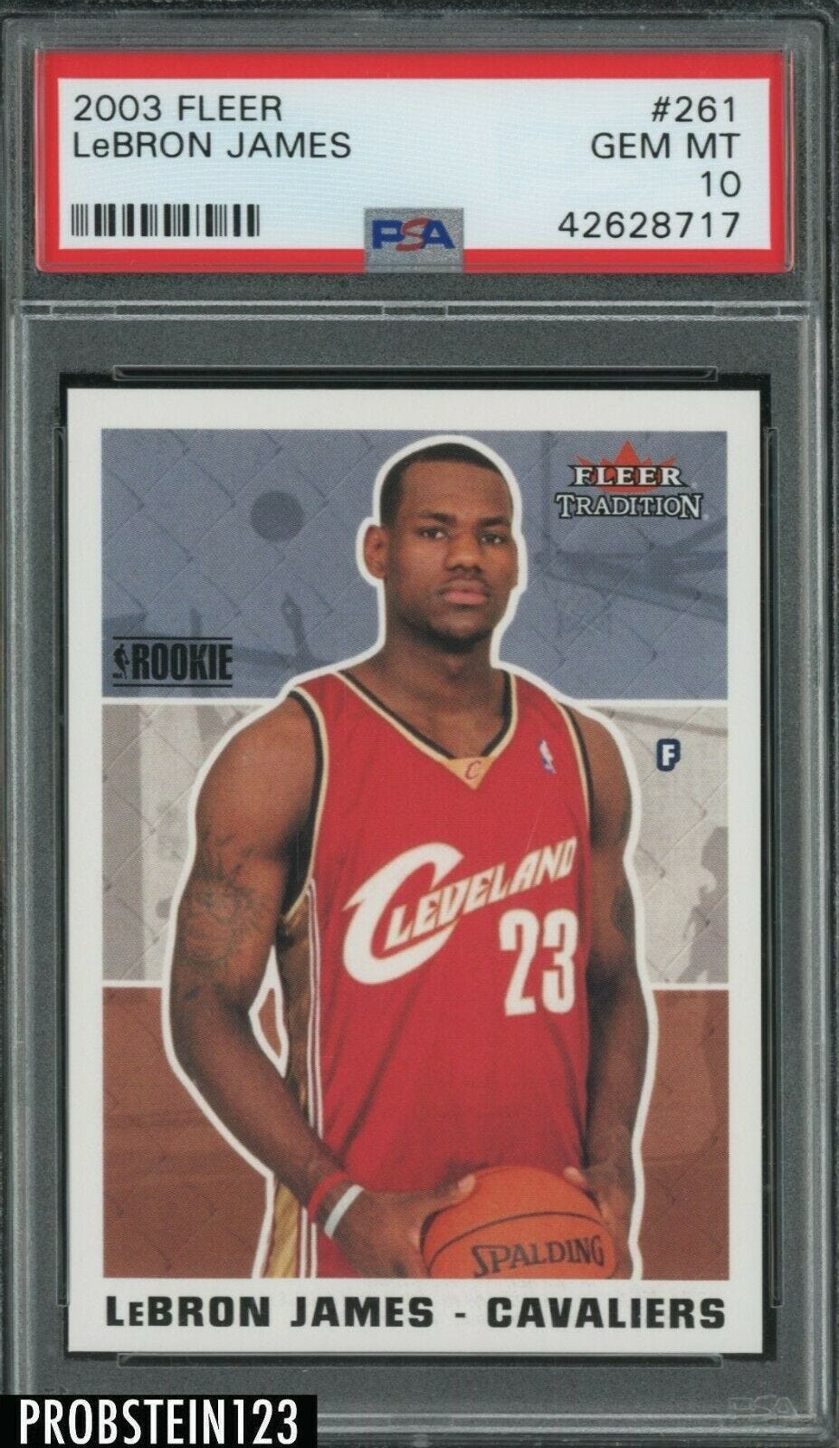 Image 1 - 2003-04-Fleer-Tradition-261-LeBron-James-RC-Rookie-PSA-10-034-DEAD-CENTERED-034