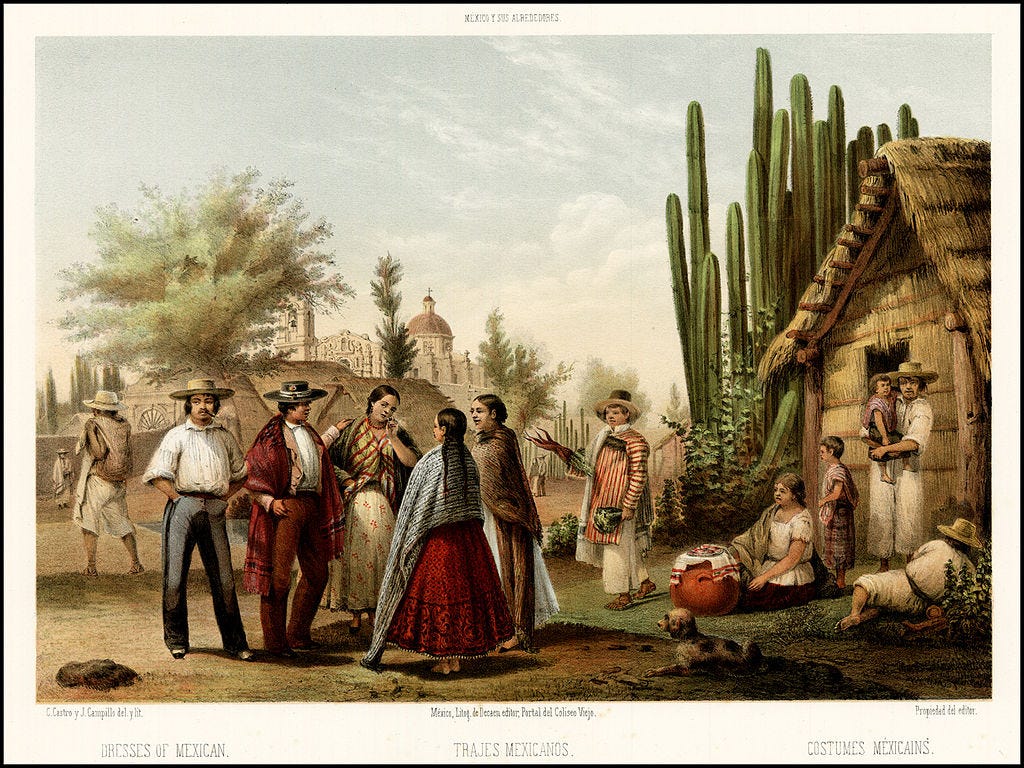 Mexicans in a rural scene outside Mexico City (1855) by Casimiro Castro Mexicans in a rural scene outside Mexico City (1855) by Casimiro Castro