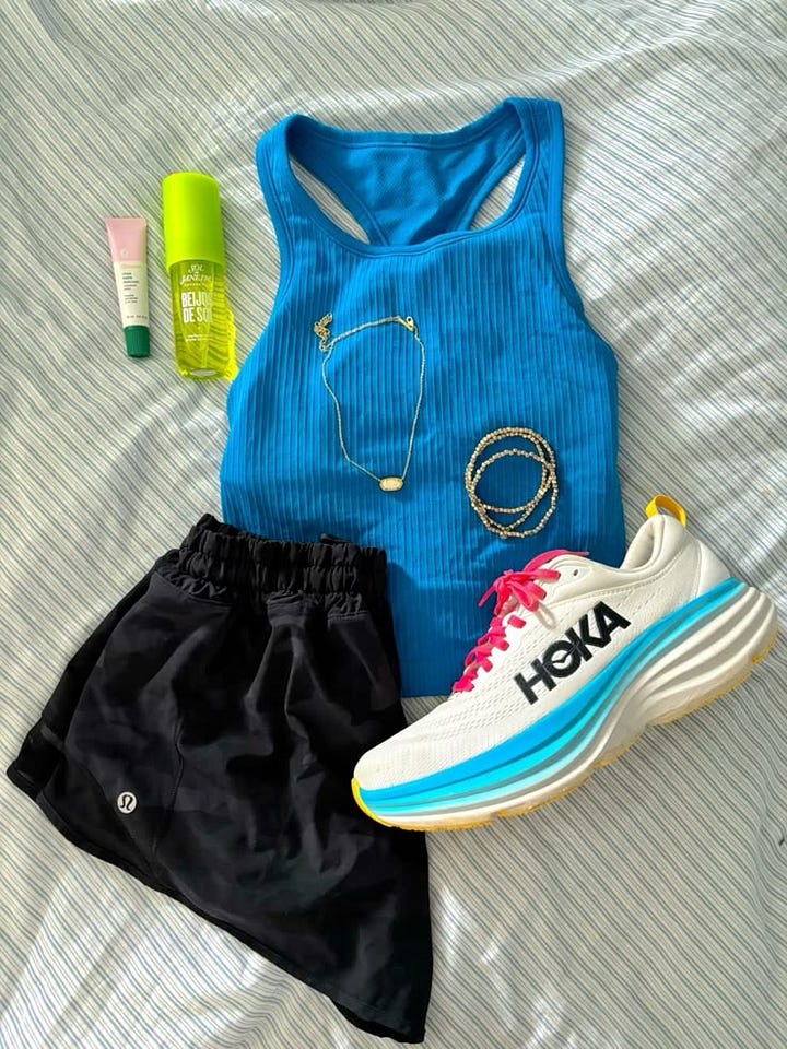running outdoors in comfortable athletic gear during a sunny morning jog.